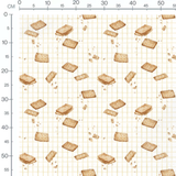 Tissu - Biscuits sur quadrillé clair