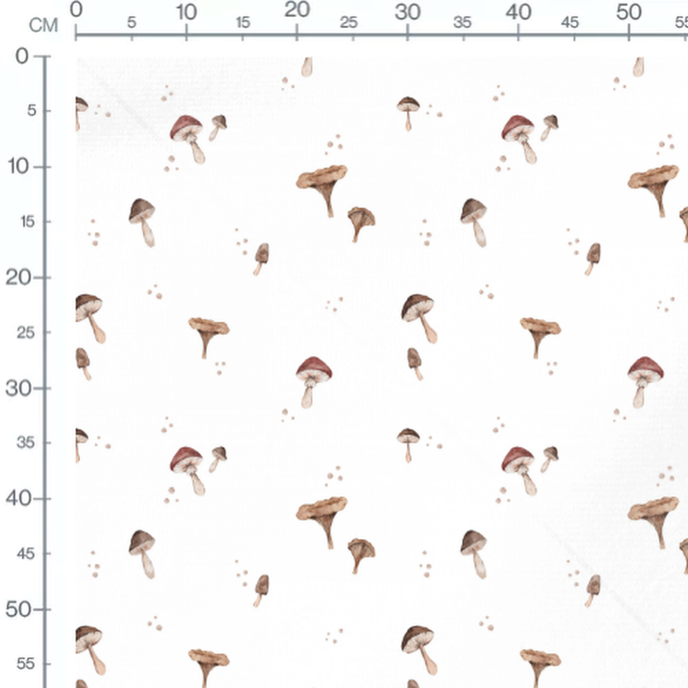Tissu - Champignons marron aquarelle