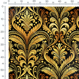 Tissu - Motifs dorés sur noir