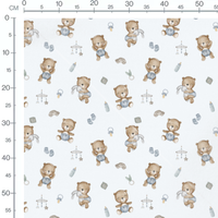 Tissu - Oursons bruns et jouets bleus