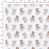 Tissu - Hippopotames en lunettes bleues