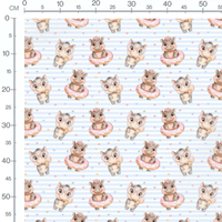 Tissu - Hippopotames en lunettes bleues