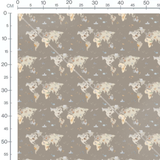 Tissu - Carte avec animaux illustrés