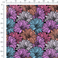 Tissu - Fleurs multicolores abstraites