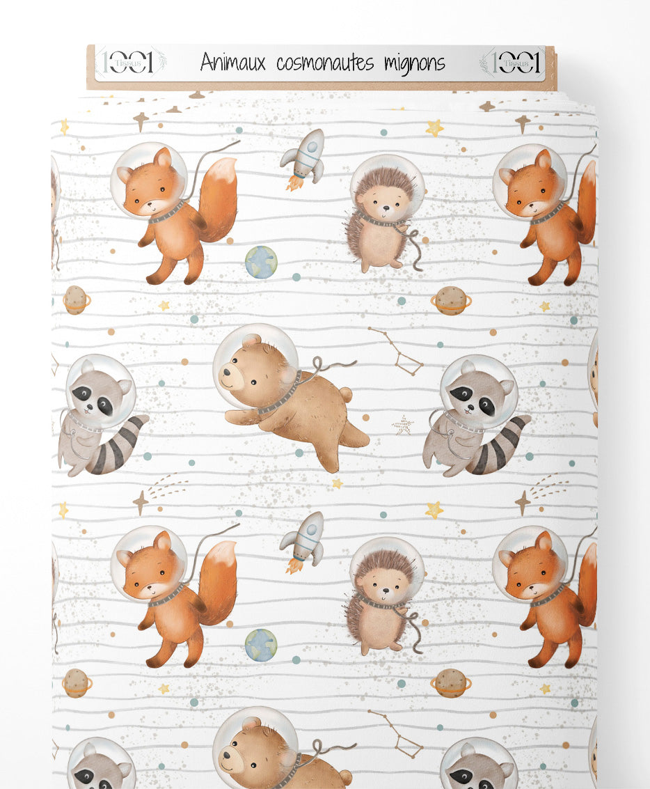 Tissu - Animaux cosmonautes mignons