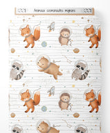 Tissu - Animaux cosmonautes mignons