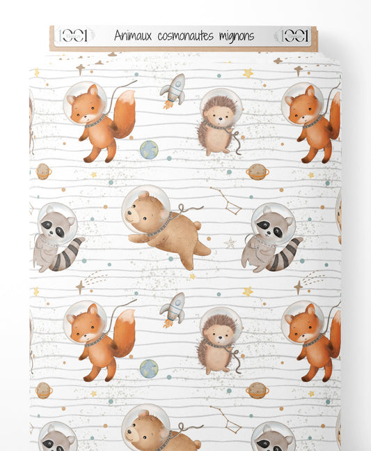 Tissu - Animaux cosmonautes mignons