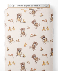 Tissu - Oursons et jouets sur beige 4