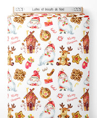 Tissu - Lutins et biscuits de Noël