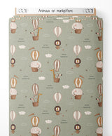 Tissu - Animaux en montgolfière