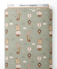 Tissu - Animaux en montgolfière