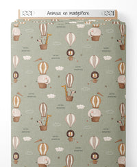 Tissu - Animaux en montgolfière