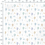 Tissu - Ballons pastel et lunes dorées