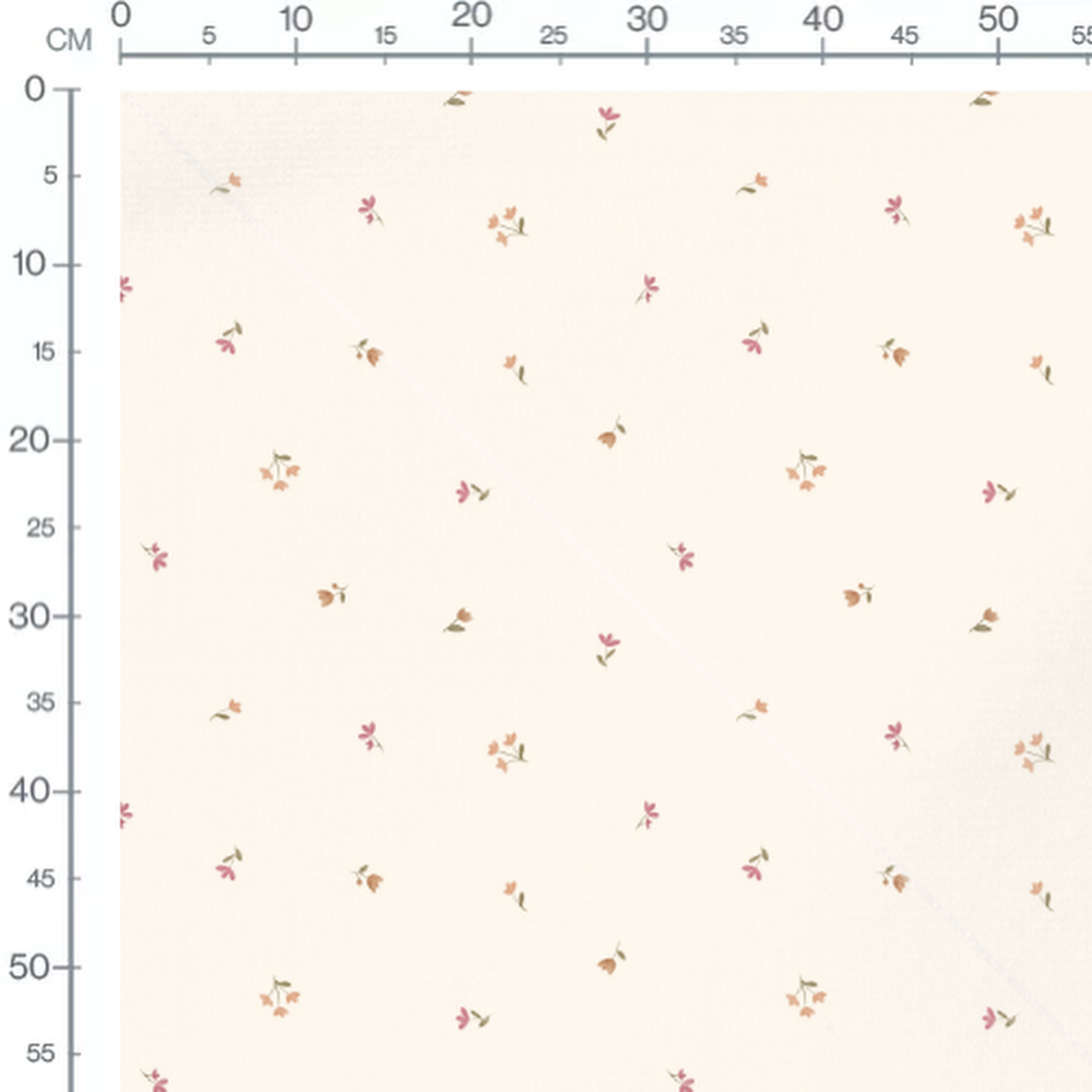 Tissu - Fleurs roses et oranges sur crème