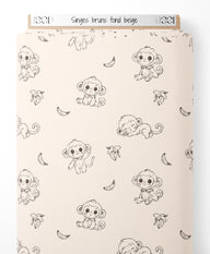 Tissu - Singes bruns sur fond beige
