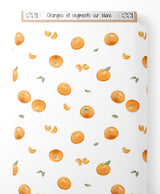 Tissu - Oranges et segments sur blanc