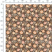 Tissu - Fleurs roses et orange sur brun