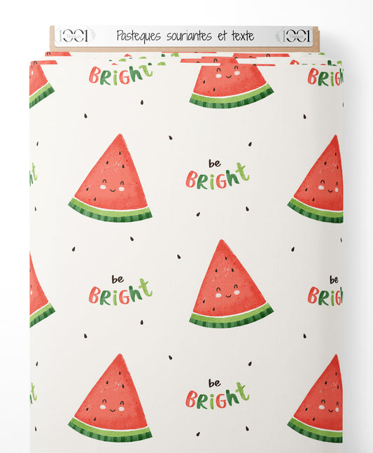Tissu - Pastèques souriantes et texte
