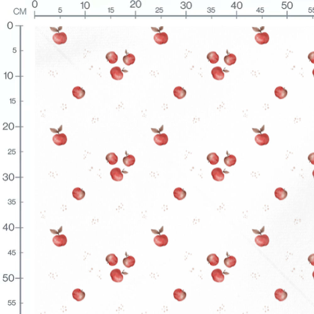 Tissu - Pommes variées sur fond blanc