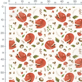 Tissu - Renards endormis sur fond blanc