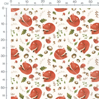 Tissu - Renards endormis sur fond blanc