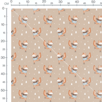 Tissu - Renards sur fond beige hivernal