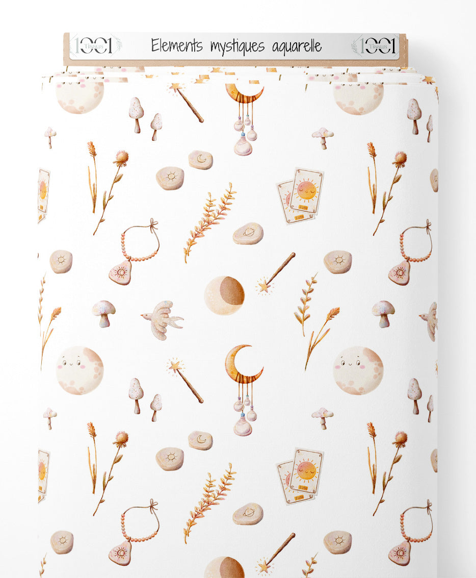 Tissu - Éléments mystiques aquarelle
