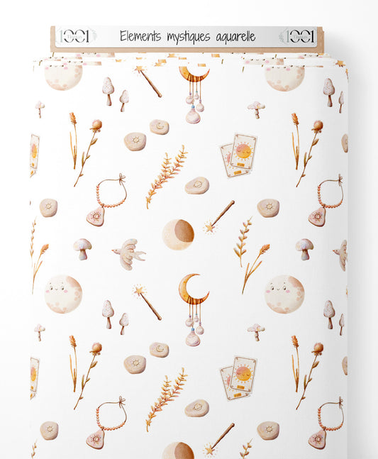 Tissu - Éléments mystiques aquarelle