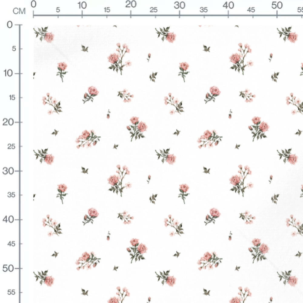Tissu - Bourgeons roses éparpillés