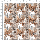 Tissu - immeubles et arbres automne