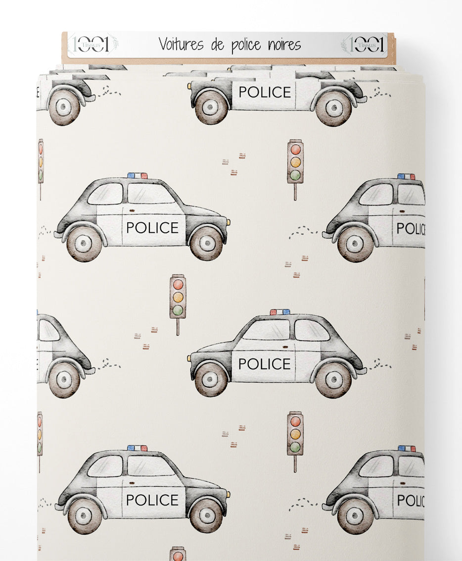 Tissu - Voitures de police noires