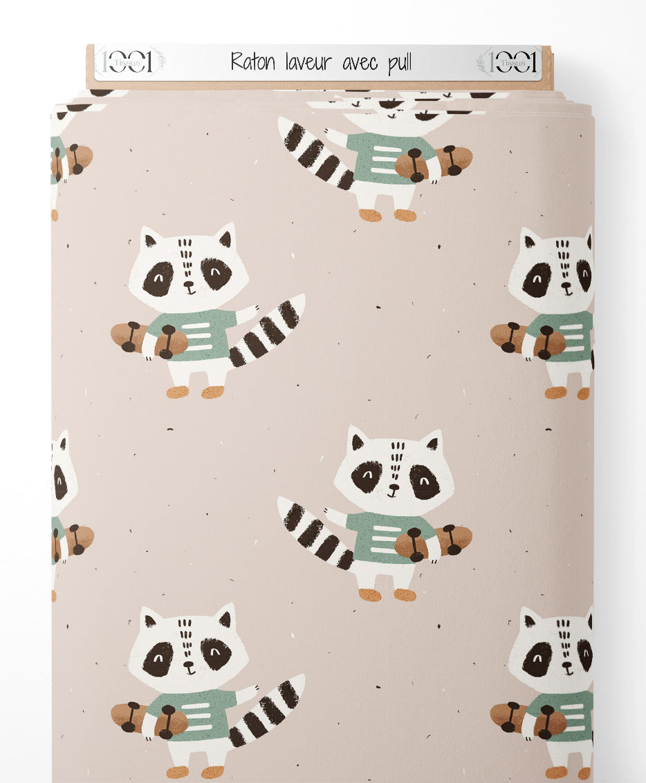 Tissu - Raton laveur avec pull