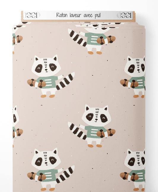 Tissu - Raton laveur avec pull