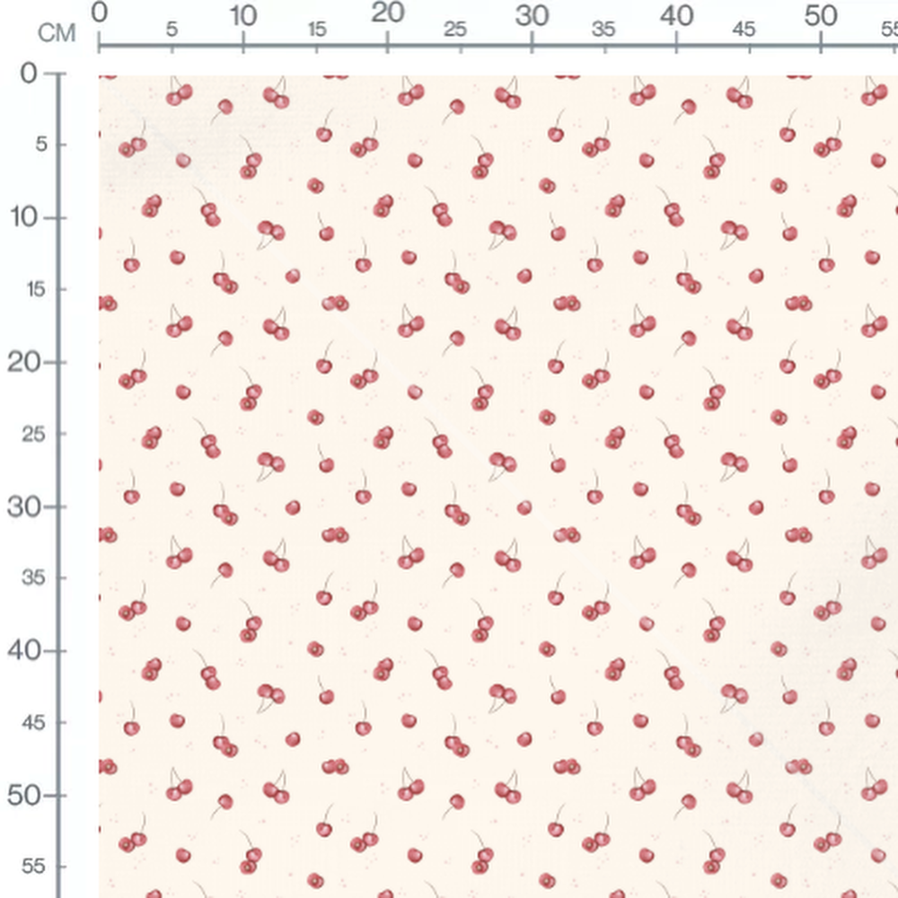Tissu - Cerises aquarelle et taches roses
