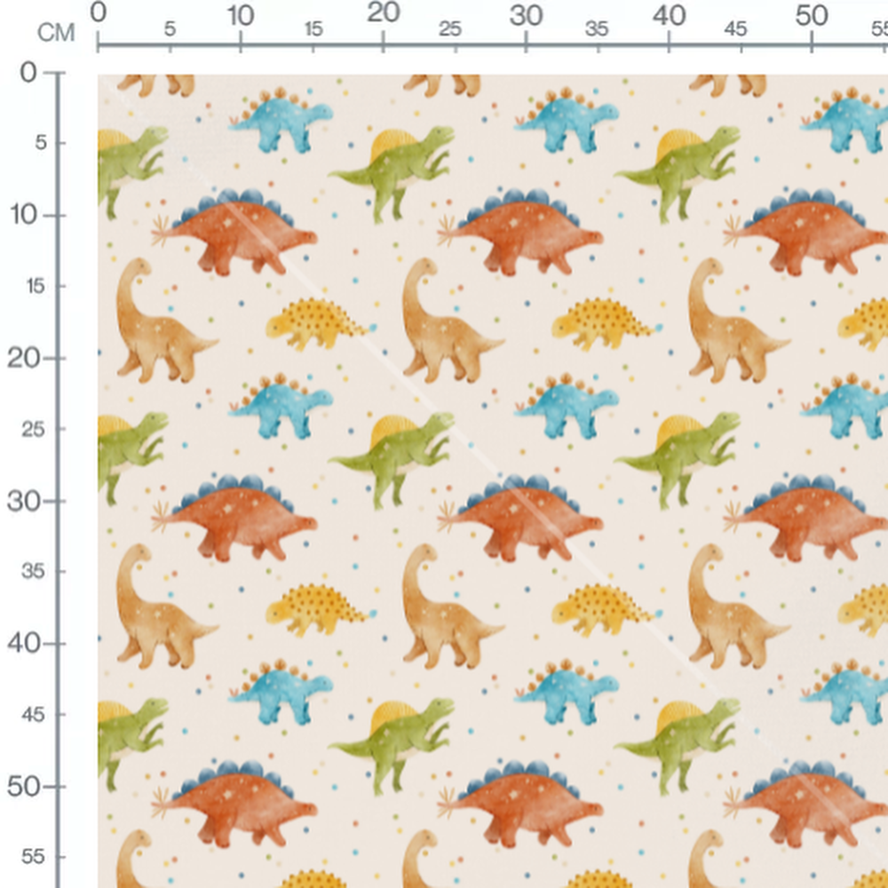 Tissu - Dinosaures étoilés sur beige