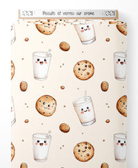 Tissu - Biscuits et verres sur crème