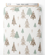Tissu - Sapins stylisés pastel