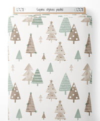 Tissu - Sapins stylisés pastel