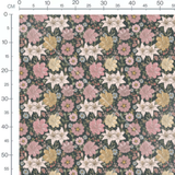 Tissu - Fleurs pastel sur fond vert