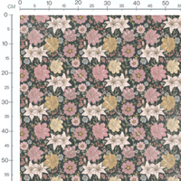 Tissu - Fleurs pastel sur fond vert