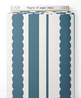 Tissu - Rayures et vagues bleues