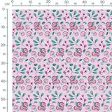 Tissu - Champignons violets sur rose