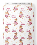 Tissu - renne de Noel pull rose