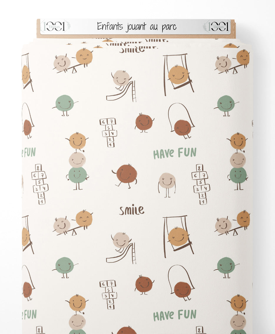 Tissu - Enfants jouant au parc