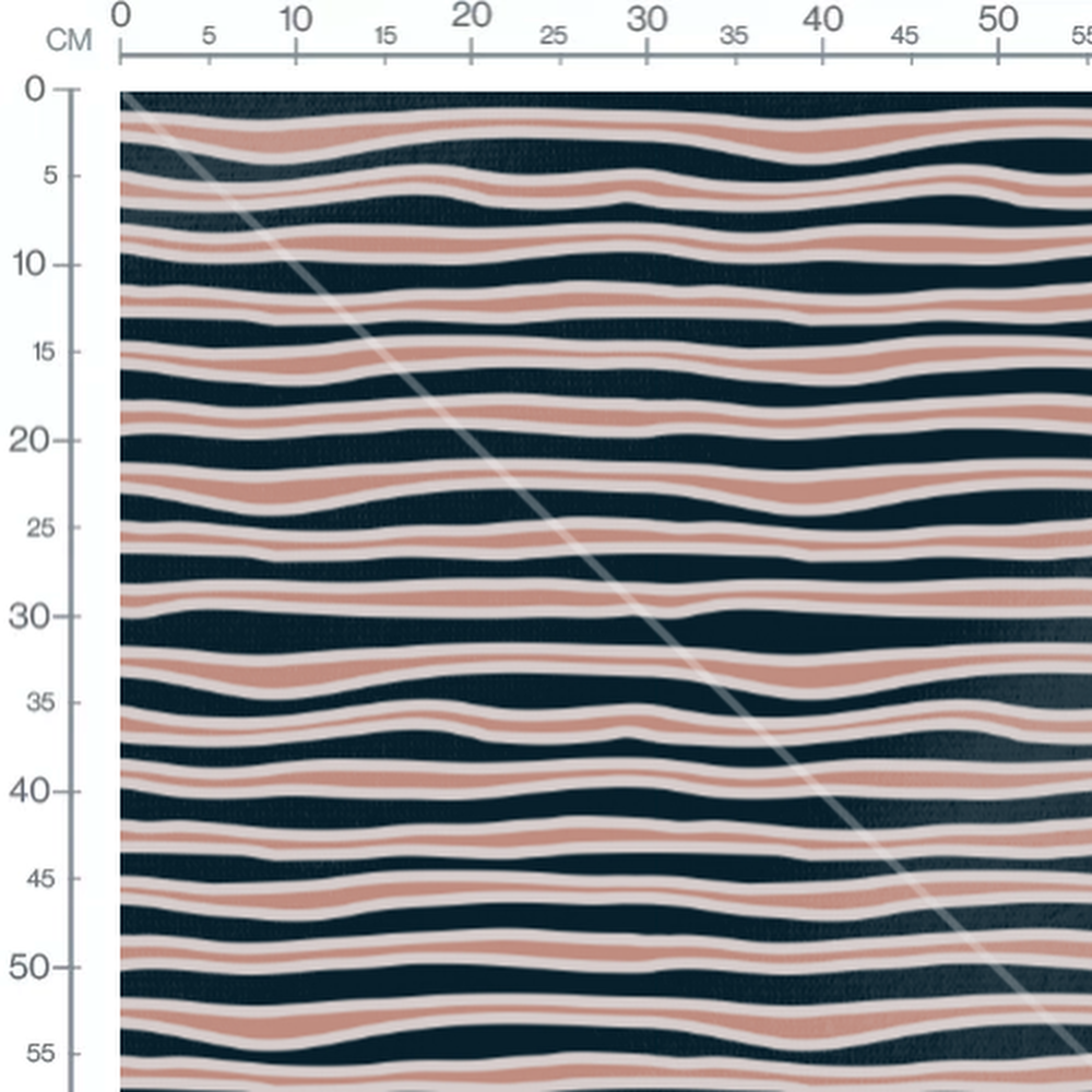 Tissu - Rayures ondulées roses et noires