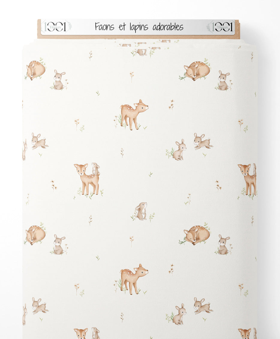 Tissu - Faons et lapins adorables