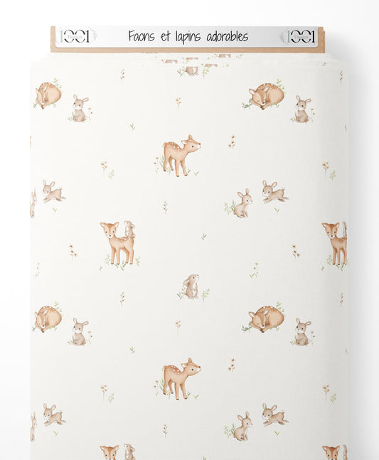 Tissu - Faons et lapins adorables