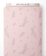Tissu - Herbes fines sur rose