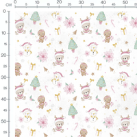 Tissu - Ours et sapins sur blanc