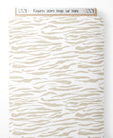 Tissu - Rayures zèbre beige sur blanc